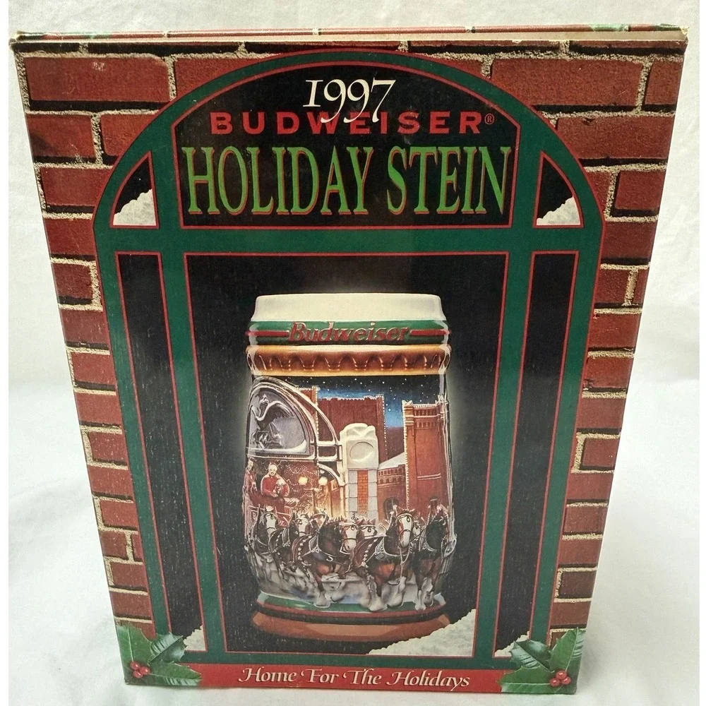 Vintage 1997 Budweiser Holiday Beer‎ Stein Home For The Holidays CS313 With Box